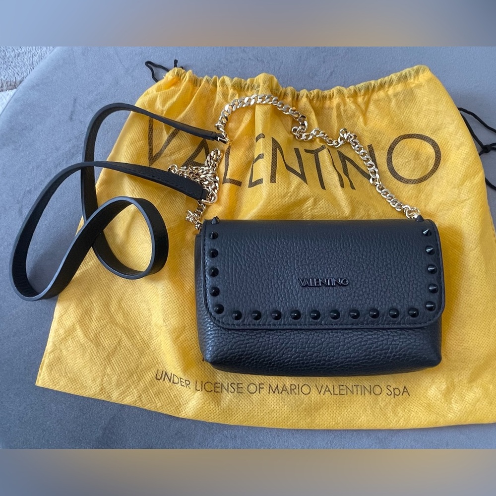 Valentino by Mario Black Studded Crossbody Bag
